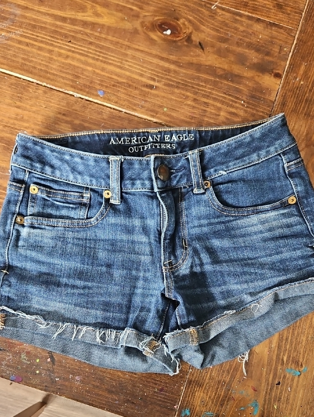 American Eagle Outfitters Blue Denim Frayed Hem Shorts